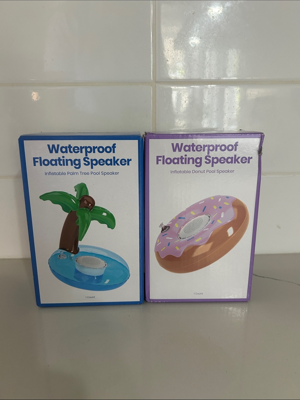 Waterproof Floating Speaker - Palm Tree & Donut Designs (Blue, Purple, Brown) - Picture 1 of 2
